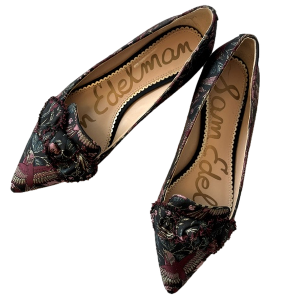 SAM EDELMAN Rochester Black Multicolour Majestic Bird Jacquard Loafer Size 7.5 - Picture 2 of 15